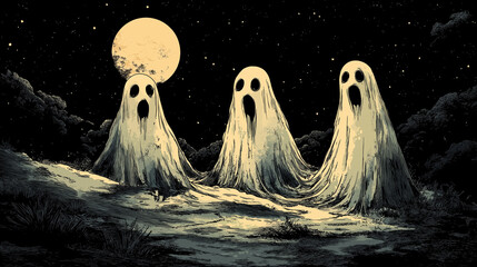  ghost Halloween cute illustration 