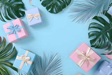 Cute 3D Flat Lay Gift Box Arrangement