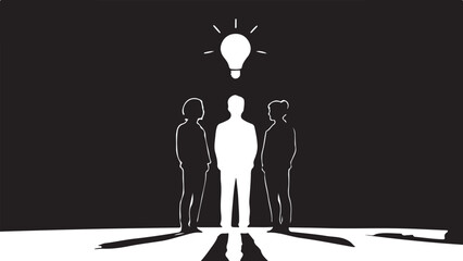 3D man thinking, a bright idea bulb illuminating the concept of business innovation and creative power