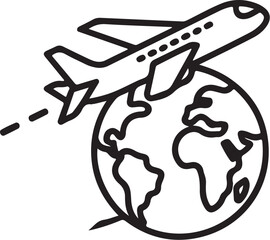 World War II earth and airplane illustration vector symbol design icon black hand silhouette