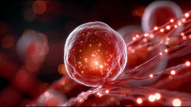 Human embryo at cellular blastocyst stage, soft lighting and 3D visualization

