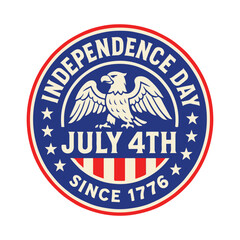 Vintage 4th of July Independence Day Badge with American Eagle – Vector Illustration