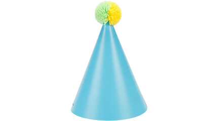Isolated Light Blue Party Hat with Pompon
