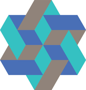 Abstract interlocking cube geometric design