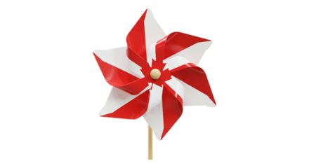 Canadian Pride Pinwheel: A red and white pinwheel, adorned with maple leaf, spins against a plain, showcasing spirit.