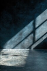 Moody Blue Concrete Room: Sunlit Window Shadows