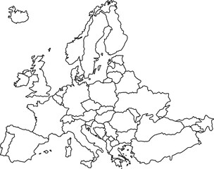 EUROPE BLANK MAP, EUROPE OUTLINE MAP