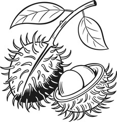 Tribal black vector art illustration of an apple, a branch, and an apple tree silhouette design