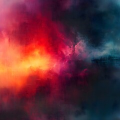 Abstract Red and Blue Sky Painting