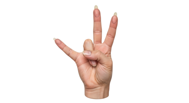 Isolated Hand Showing Number Three