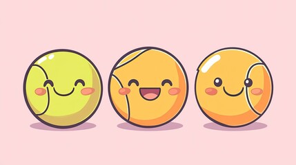 Cute tennis balls with happy faces
