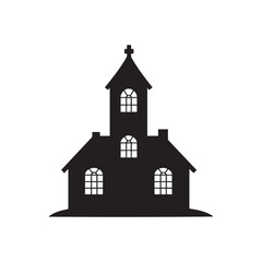 Black Silhouette Church Icon Simple Church Building Graphic