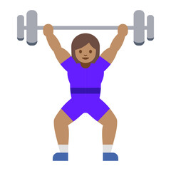 Cartoon-style of a Woman lifting a barbell, isolated on white background