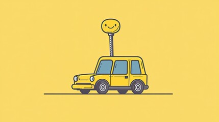Yellow car with happy face