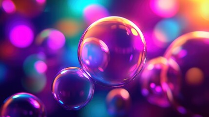 Abstract vibrant bubbles in neon colors