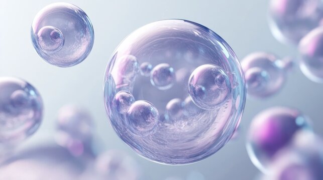 Floating, translucent spheres, soft light