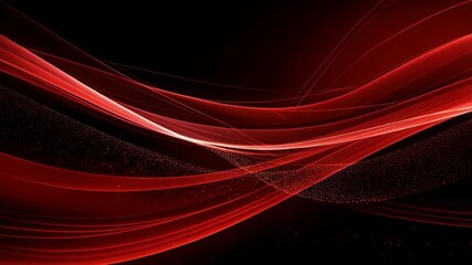 Abstract red flowing lines and transparent waves on a dark backdrop. Digital artwork with light effects and dynamic curves creating a modern art feel.
