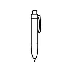 Simple outline image of a regular ballpoint pen. Stylish graphic for use in design, icons, infographics and educational materials.
