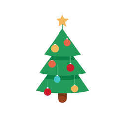 Christmas tree with hanging ornaments vector illustration