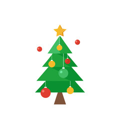 Christmas tree with hanging ornaments vector illustration