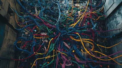 Intricate network of colored wires
