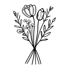 Fototapeta premium Art illustration drawing bouquet vector