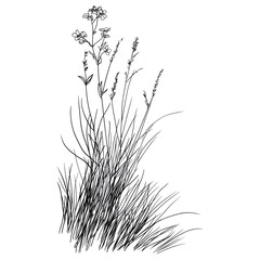 Wild flower drawing grass flowers vector