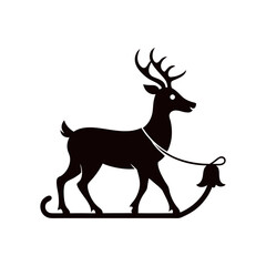Reindeer with Sleigh silhouette illustration