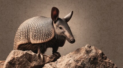 Armadillo on rocks