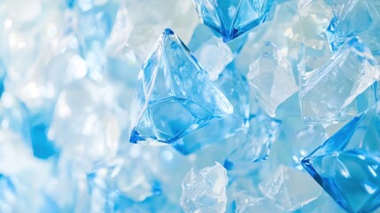 Obraz premium Abstract close-up of many light blue and clear ice crystals
