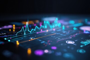 Financial AI dashboard with glowing analytics UI
