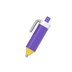 3d vector illustration of purple pen