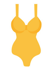 Summer woman yellow swimsuit. Beach swimwear. Vector flat illustration.