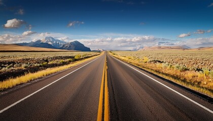 Naklejka premium empty open highway in wyoming