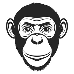 Obraz premium Ape face linear illustration wildlife animal vector