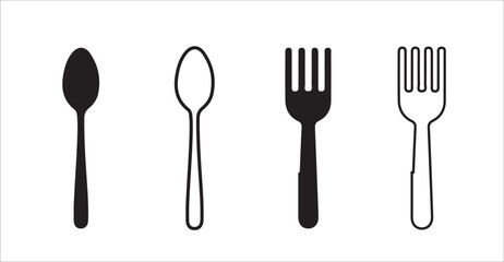 Spoon and Fork Silhouette – Cooking and Eating Concept. Victor illustration eps 10