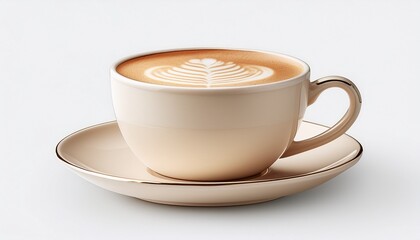 cream colored coffee cup isolated with clipping path