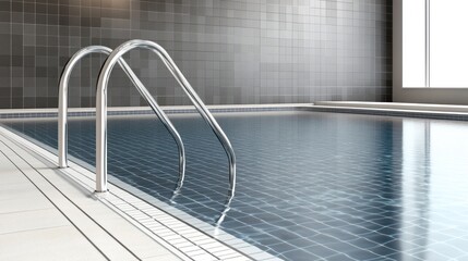 Fototapeta premium Indoor pool with stainless steel handrails