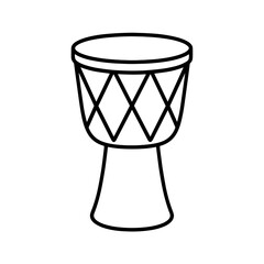 Djembe drum icon in outline style – representing ethnic musical performance