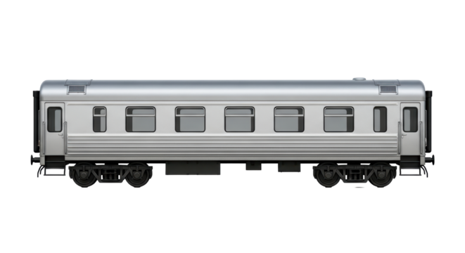 Isolated Silver Train Car