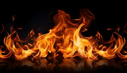Fototapeta premium abstract blurred fire flames isolated on black background