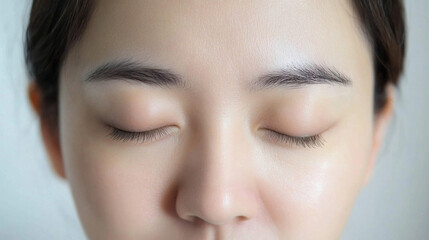 Fototapeta premium Person's closed eyes close-up, skin care, beauty, medical, commercial background