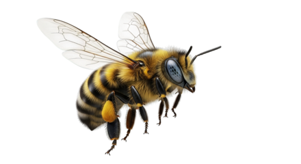Honeybee In Flight Detailed Illustration
