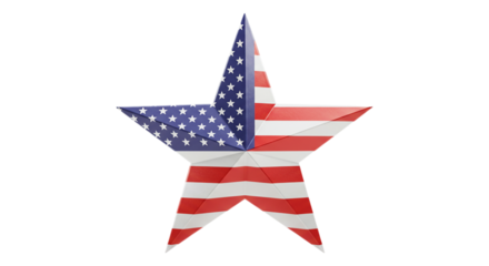 Patriotic Emblem: A stylized star, adorned with the iconic red and white stripes and blue field of the American flag, stands as a powerful emblem of national pride and heritage.