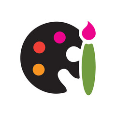 Color palette symbol. Painter palette and paint brush icon. Illustration eps 10