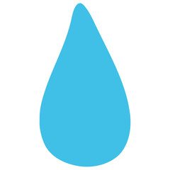 Cartoon-style of a blue water droplet, isolated on white background
