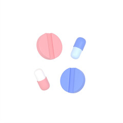 3d cartoon pills and capsules
