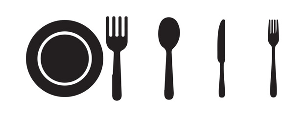 Spoon and Fork Silhouette – Cooking and Eating Concept. Victor illustration eps 10