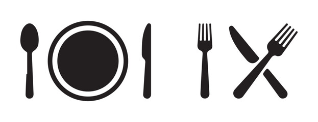 Spoon and Fork Silhouette – Cooking and Eating Concept. Victor illustration eps 10