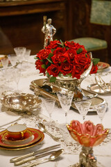 table setting with flowers